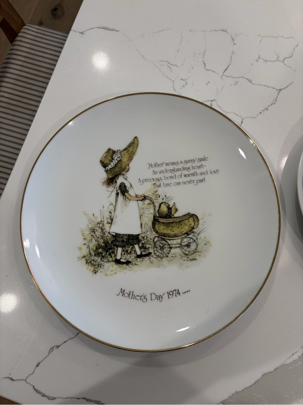 Vintage 1974 Holly Hobbie Mothers Day Plate Collectible, Genuine Porcelain Japan